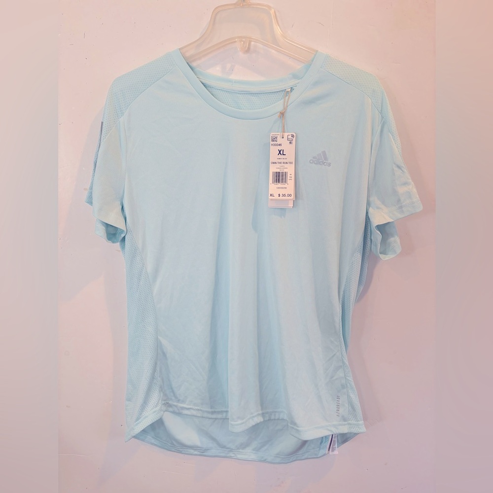 ADIDAS NWT Sz XL Halo Mint Own the Run RUNNING TEE SHIRT - Picture 1 of 8